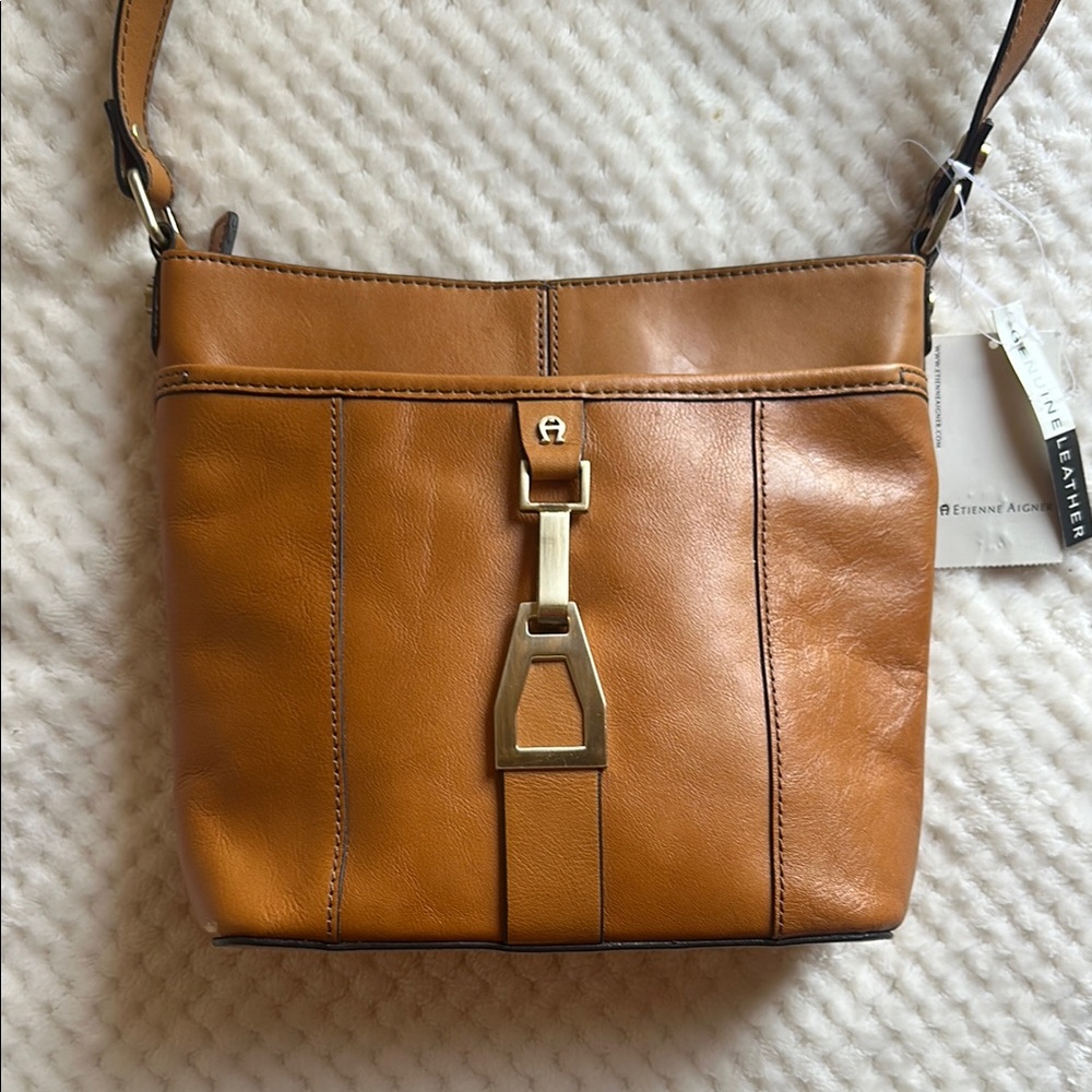NWT Etienne Aigner Camel Crossbody Bag with Gold Hardware